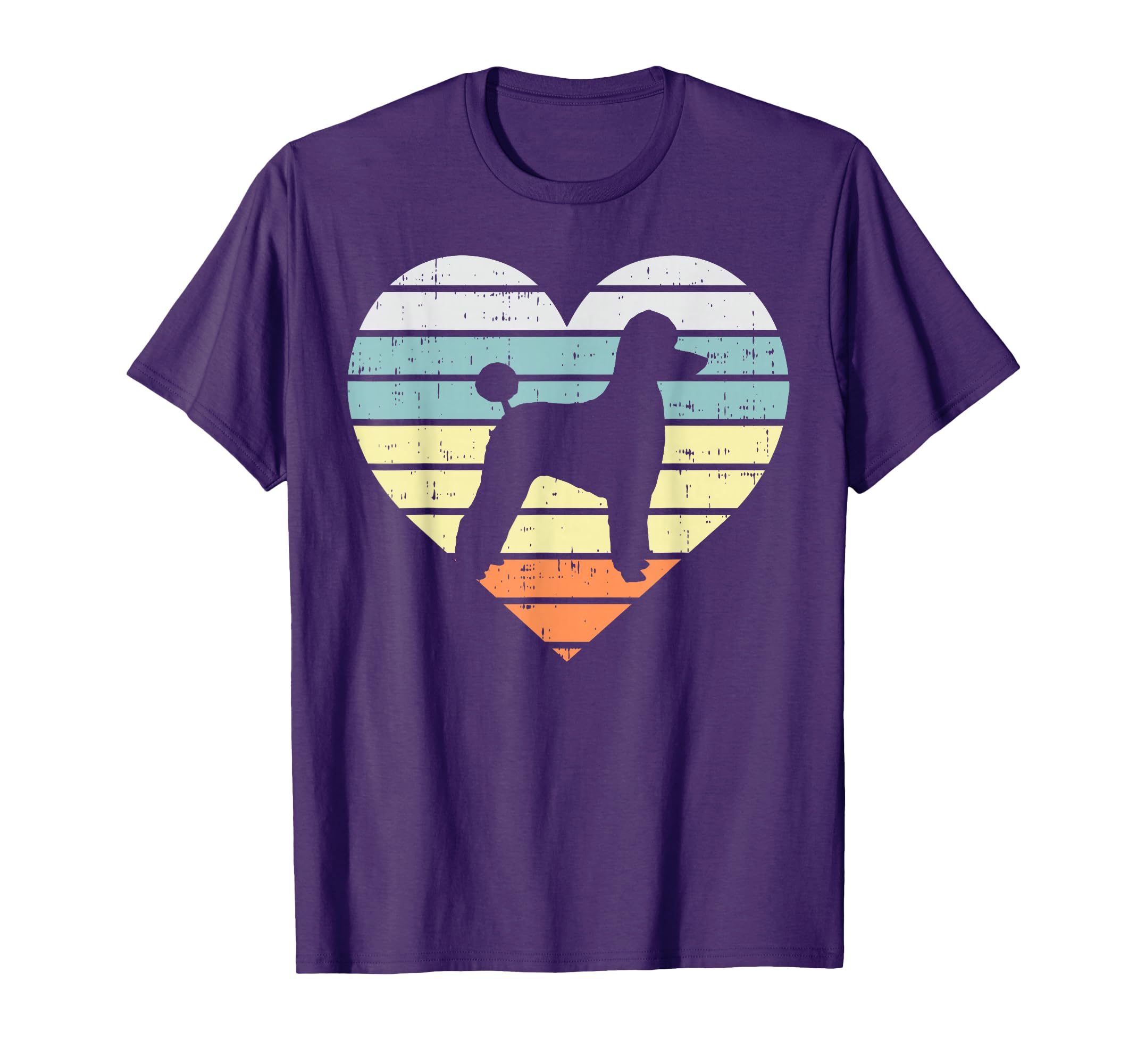 Poodle Silhouette Heart Sunset Retro Dog Lover Owner Gift T-Shirt
