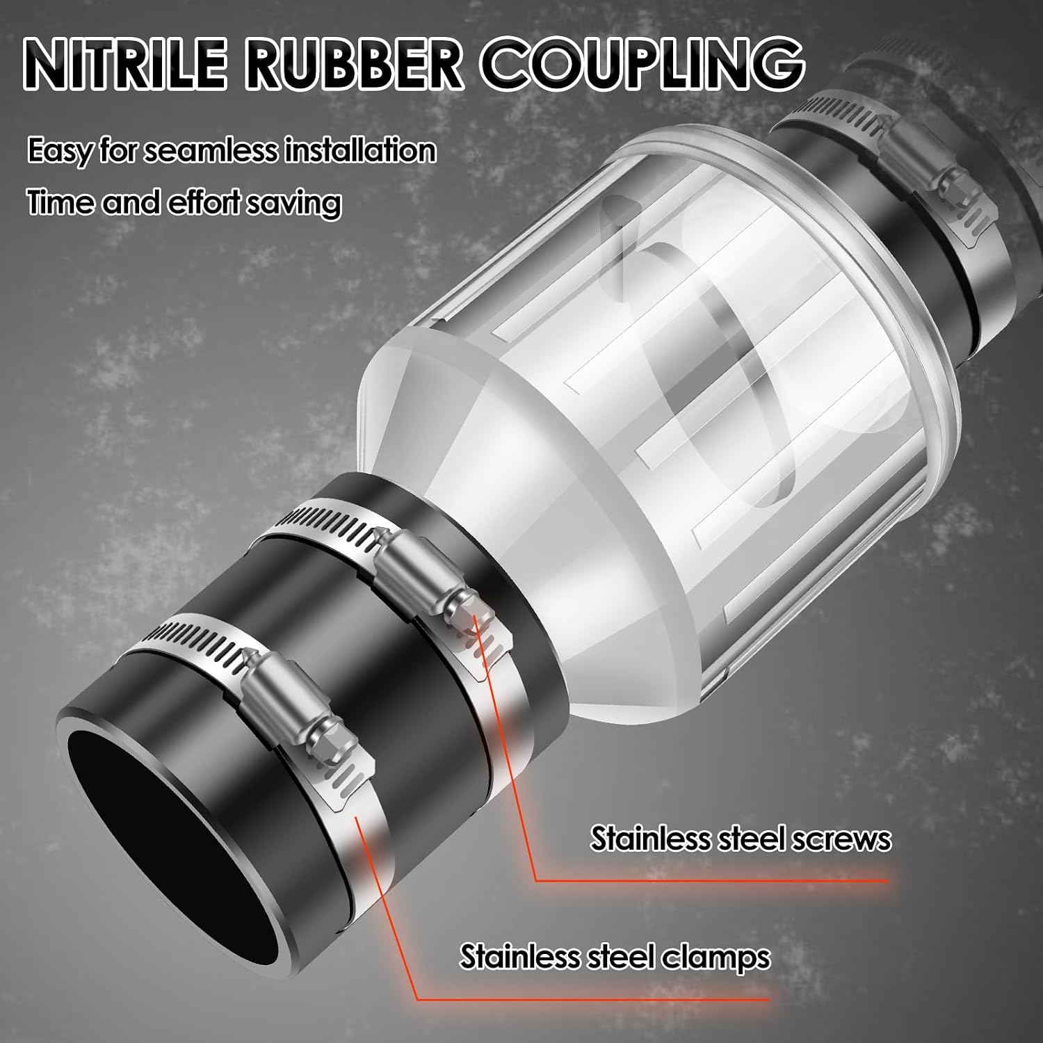 Silent PVC Check Valve,2 Inch Clear Sump Pump Check Valve Fits 7-1/4" Gap in 2” Schedule 40 Pipe, Quiet Check Valve with Spring Loaded Flapper, Leak-Proof Sewage Check Valve