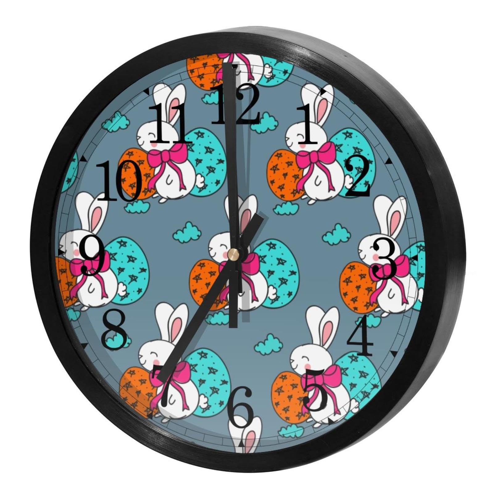 Horloge motifs œufs de Pâques et lapin cadeau enfant ludique