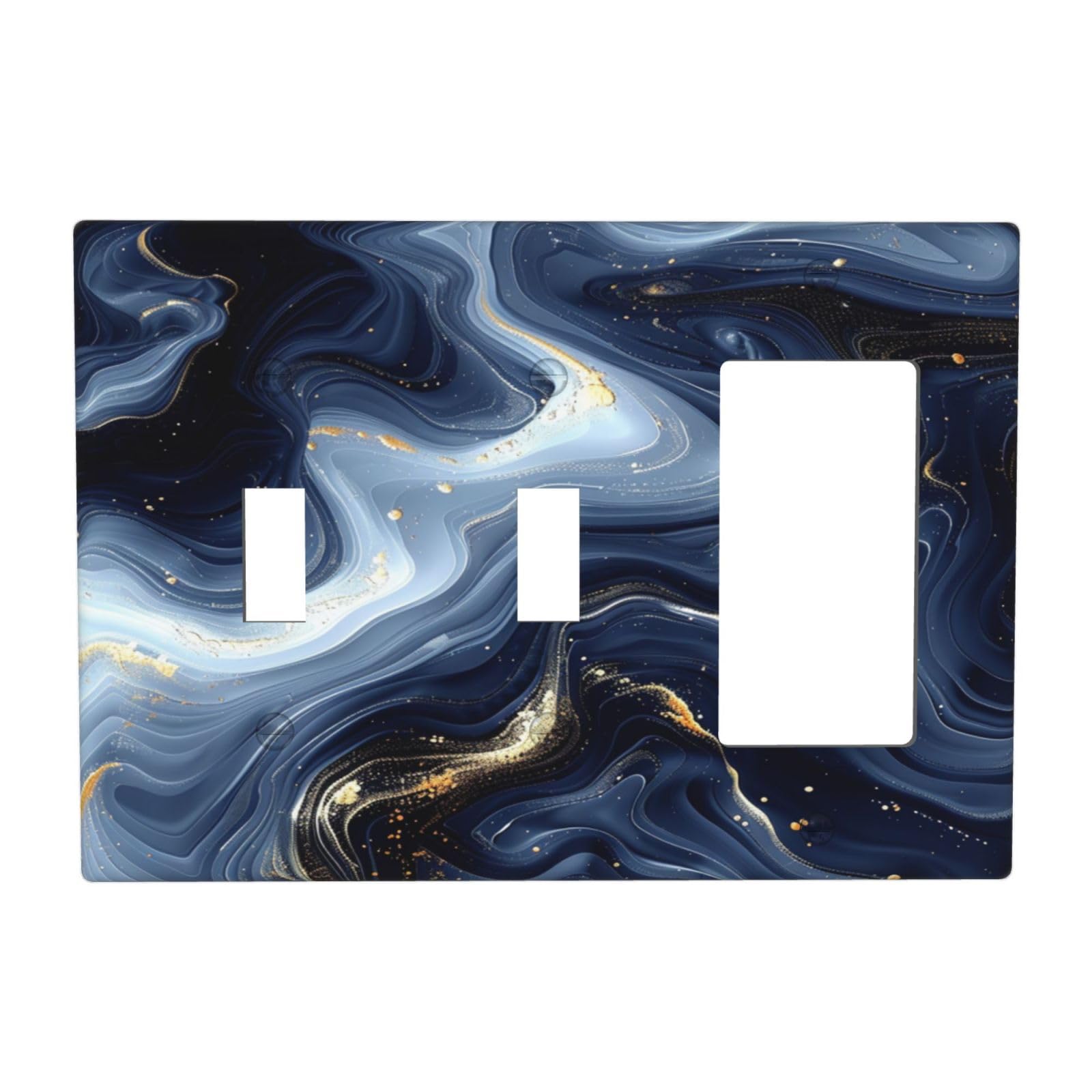 Black Blue Gold Marble 3 Gang Triple Switch Wall Plate Decorative Electrical Facplate For Kitchen Farmhouse Bedroom Bathroom Art Decor