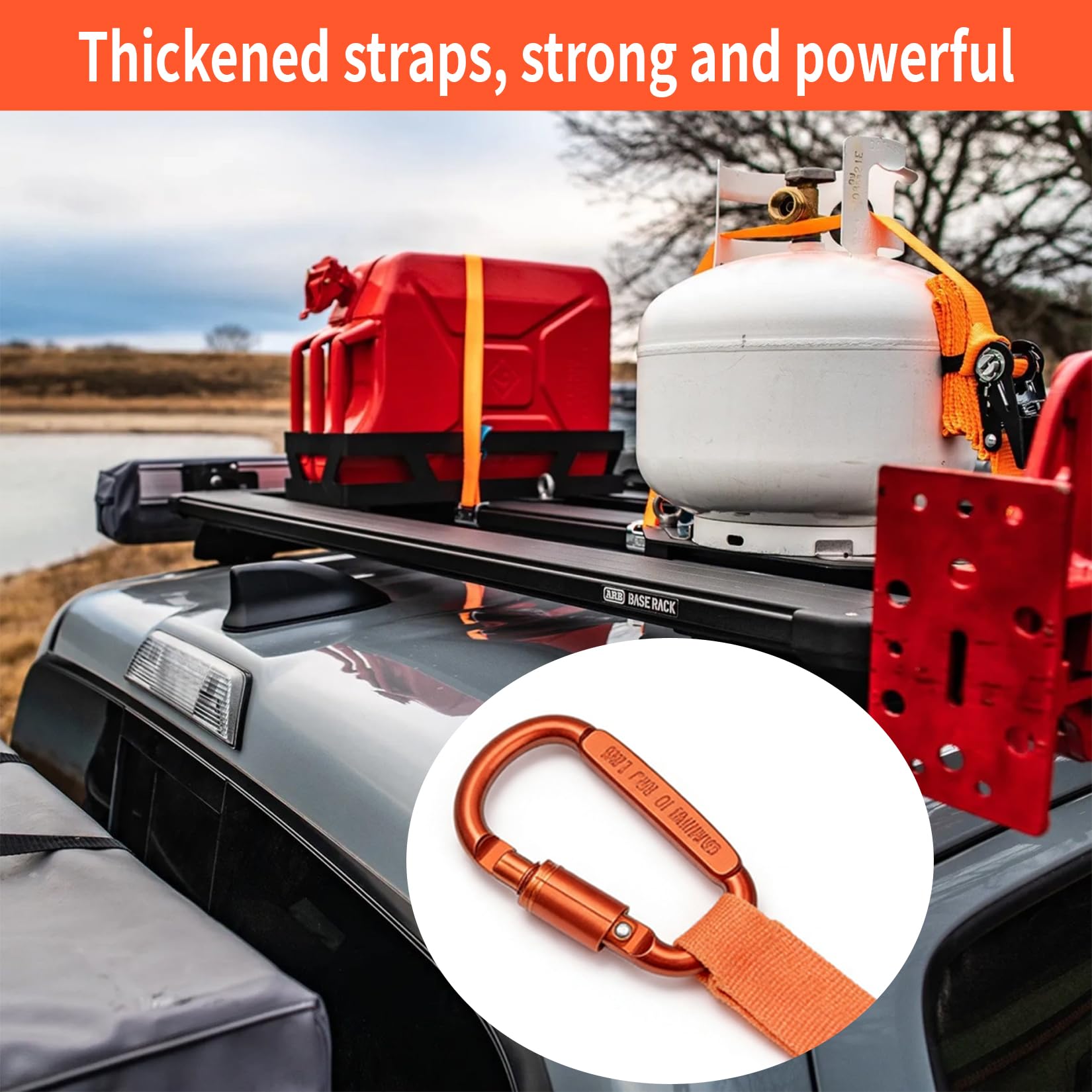 10 Pcs Soft Loop Tie Down Straps, 25mm x 20cm Heavy Duty Tie Down Anchor Straps for Motorcycle Handlebar, Motorbike, Roof Rack, with 4 Hooks Connectors — view 4