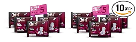 Pink Leaf Dry Comfort Sanitary Napkin/Pads For Women's (320 mm,XX-Large)- Pack of 10