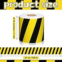 Vista 2 de Outus Bordes de tablero de anuncios con temática de construcción de 68 pies, decoración de aula de regreso a clases, rayas amarillas, borde