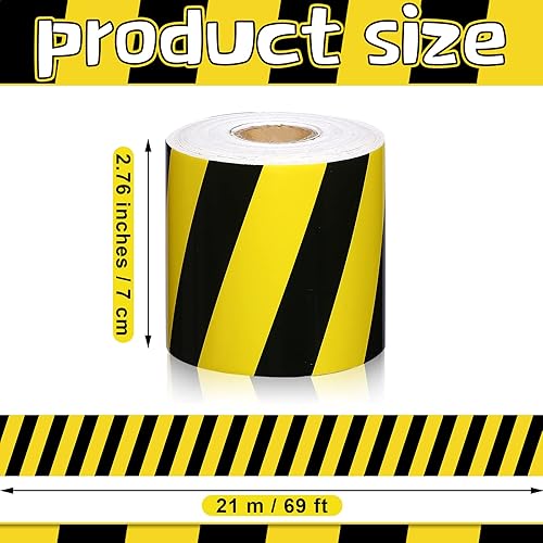 Miniatura 2 de Outus Bordes de tablero de anuncios con temática de construcción de 68 pies, decoración de aula de regreso a clases, rayas amarillas, borde