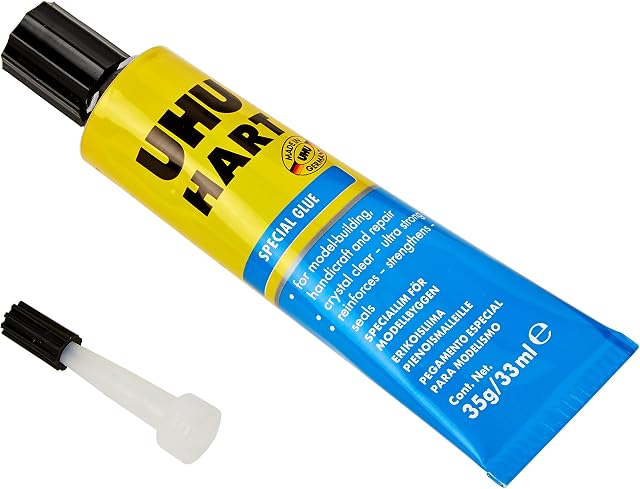 UHU 3-64141 hart, Special Adhesive for Assembling Small Parts in Model Building, 35gr Folding Box, Transparent