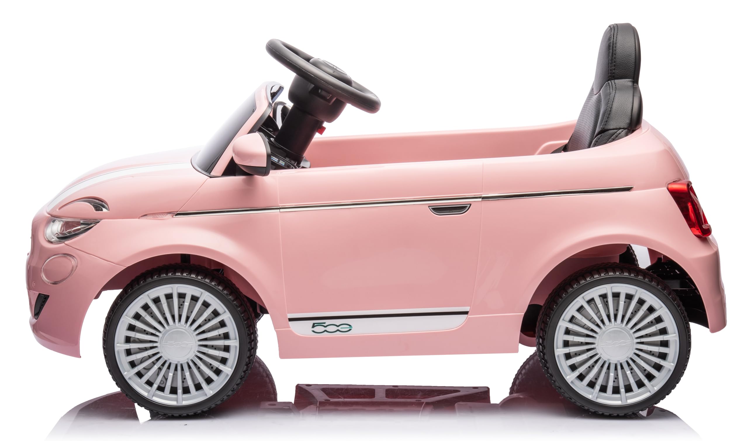 Macchina Elettrica per Bambini 12V Fiat 500 Auto Giocattolo Full Optional con Telecomando Parentale Soft Start e Cintura di Sicurezza (Rosa)
