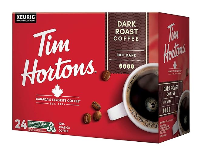 For Sol: Tim Hortons Dark Roast Coffee, Single-Serve K-Cup Pods Compatible with Keurig Brewers, 24ct K-Cups - 24 Count (Pack of 1)