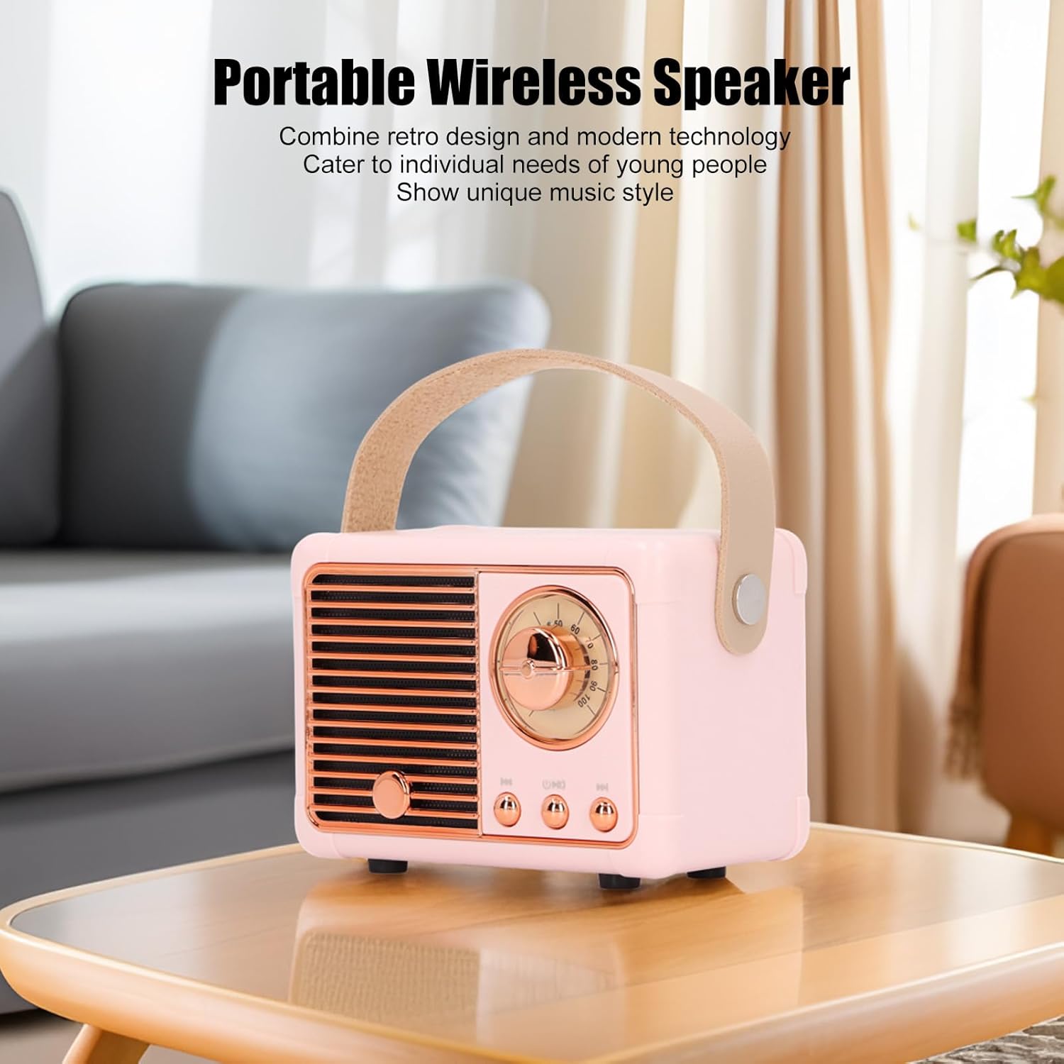 GOWENIC Retro Bluetooth Speaker, Small Bluetooth Speaker Cute Old Fashion for Kitchen Bedroom Office Party Outdoor, Support Radio Program, 400mAh Battery