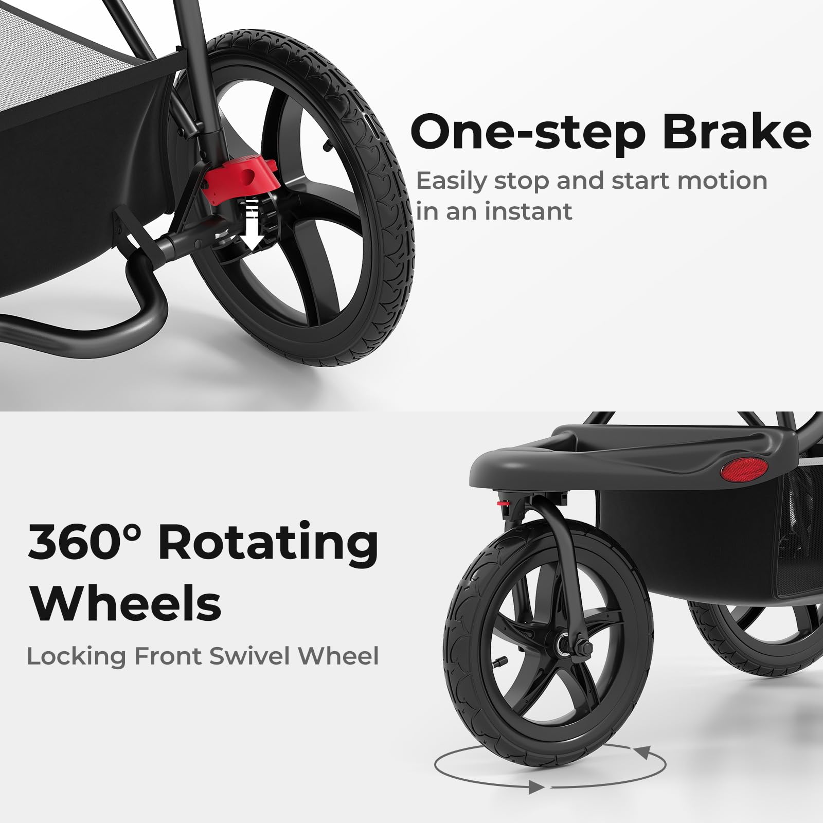 INFANS Jogging Stroller, Foldable Jogger with Air-Filled Tires Shock Absorbing Suspension Adjustable Backrest, Baby Running Strollers : Baby
