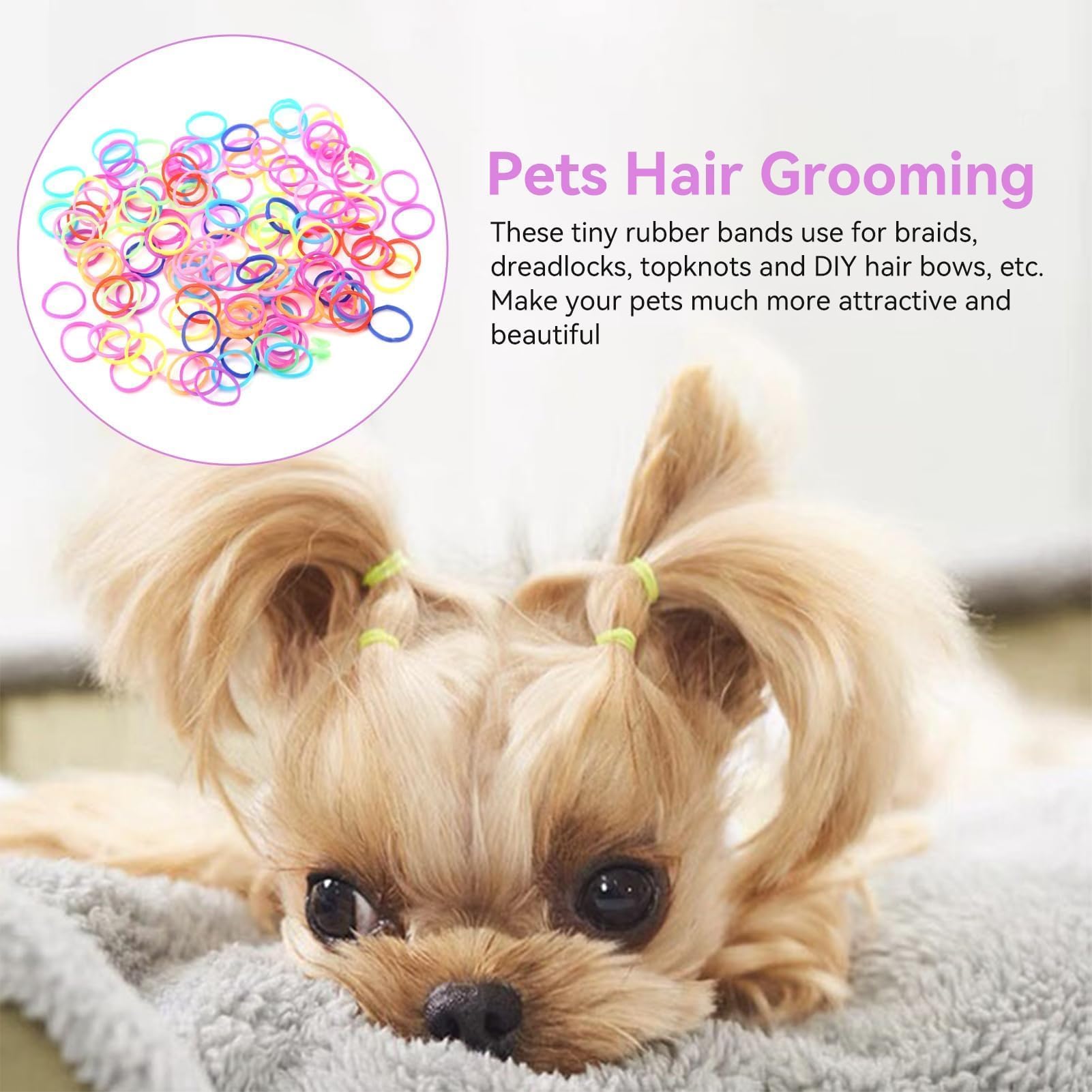 10 paczek gumki dla psów, bardzo elastyczne Coloful mini gumki opaski do włosów dla psów DIY pielęgnacja psów akcesoria do włosów dla małych psów Yorkie Pudel Dog