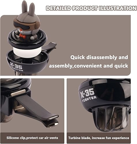 Miniatura 3 de Jimtyee Ambientador de aire para coche, lindo conejo de dibujos animados, difusor de coche, salida de aire automotriz, decoración creativa de