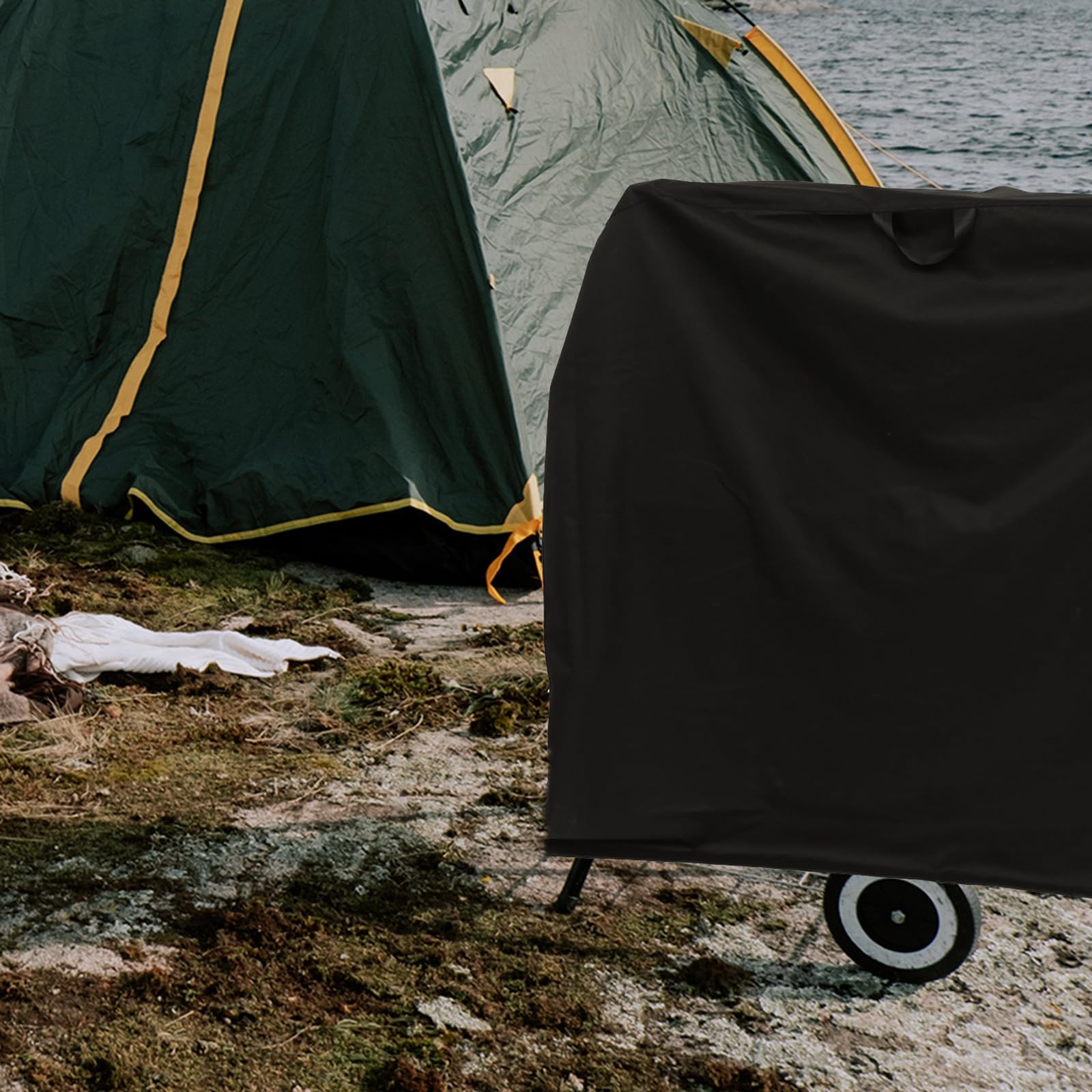 CALLARON Funda para Barbacoa de Exterior en Tela Oxford 600d Negra, y Resistente al Viento para Protección de Parrillas y Muebles