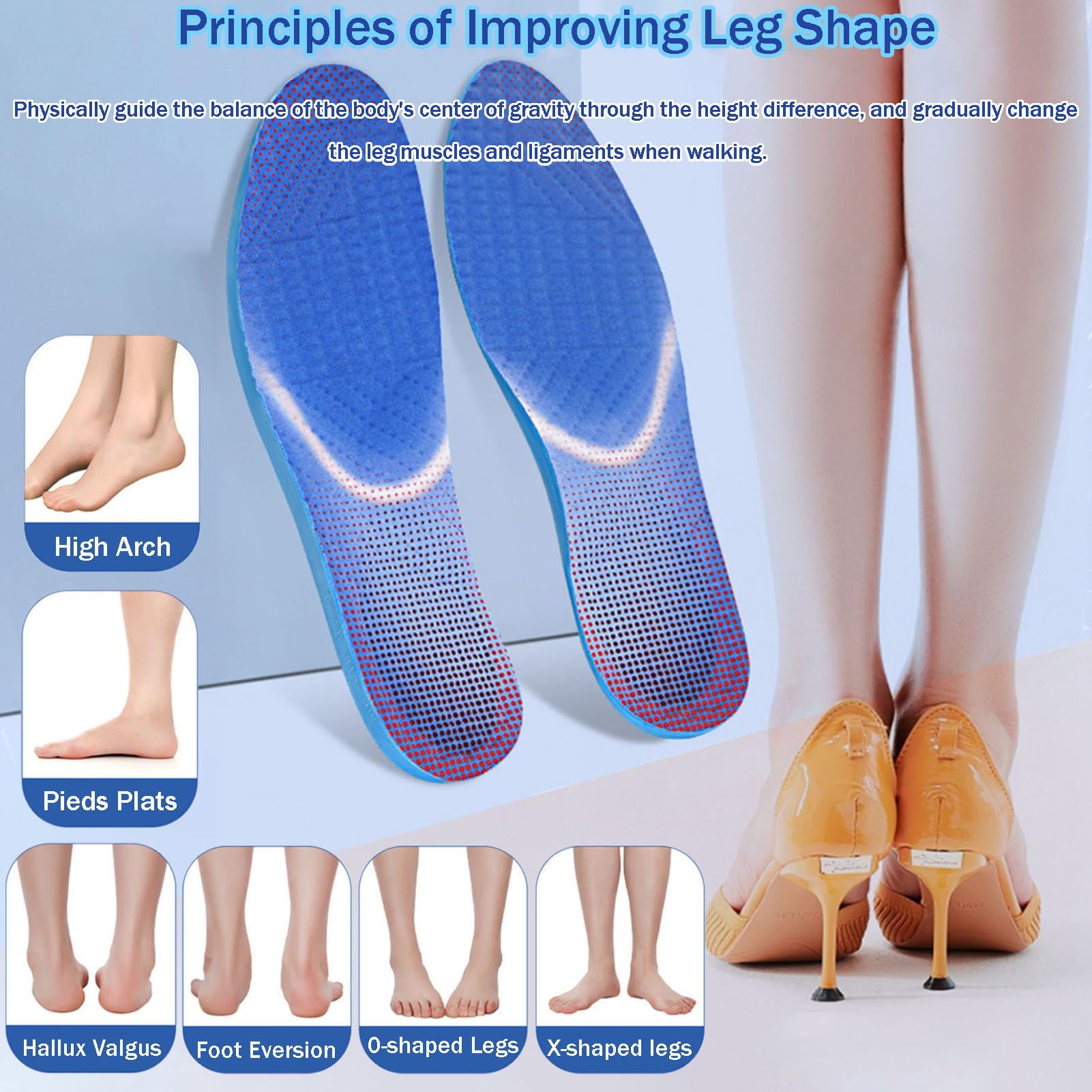 Soletta Ortopedica Per Piedi Piatti Solette Di Supporto Dell'arco Plantare Alto Per Scarpe Donna Uomo XO-Legs Correzione Fasce Plantare Relief Inserto - Foto 6