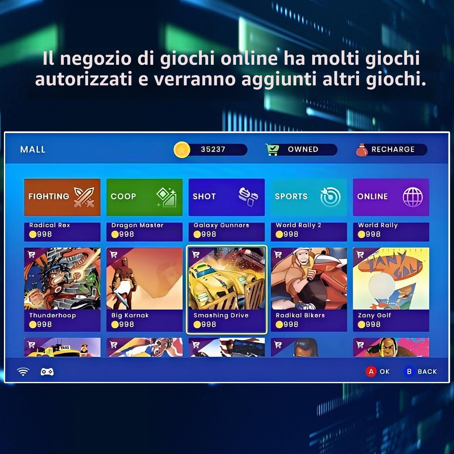 GO15 Console per Videogiochi Retrò , 12 VISCO e 18 PIKO originali con licenza integrati, supporta i combattimenti online in tempo reale dei giocatori