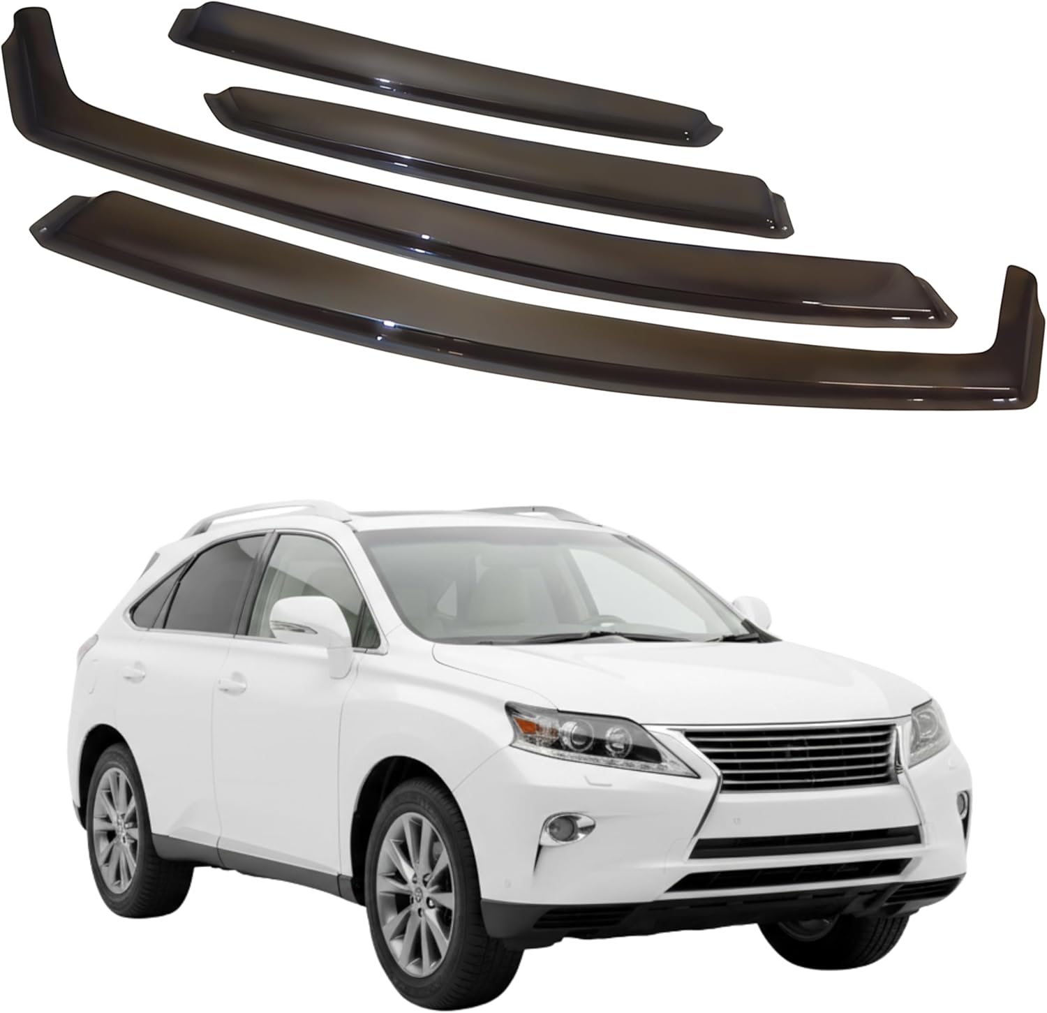 in-Channel Car Window Rain Guard Compatible with Lexus RX350 RX450 (2009-2015) 4pcs, Taiwan Made Precise & Transparent Car Wind Deflectors No Water Leakage Visors