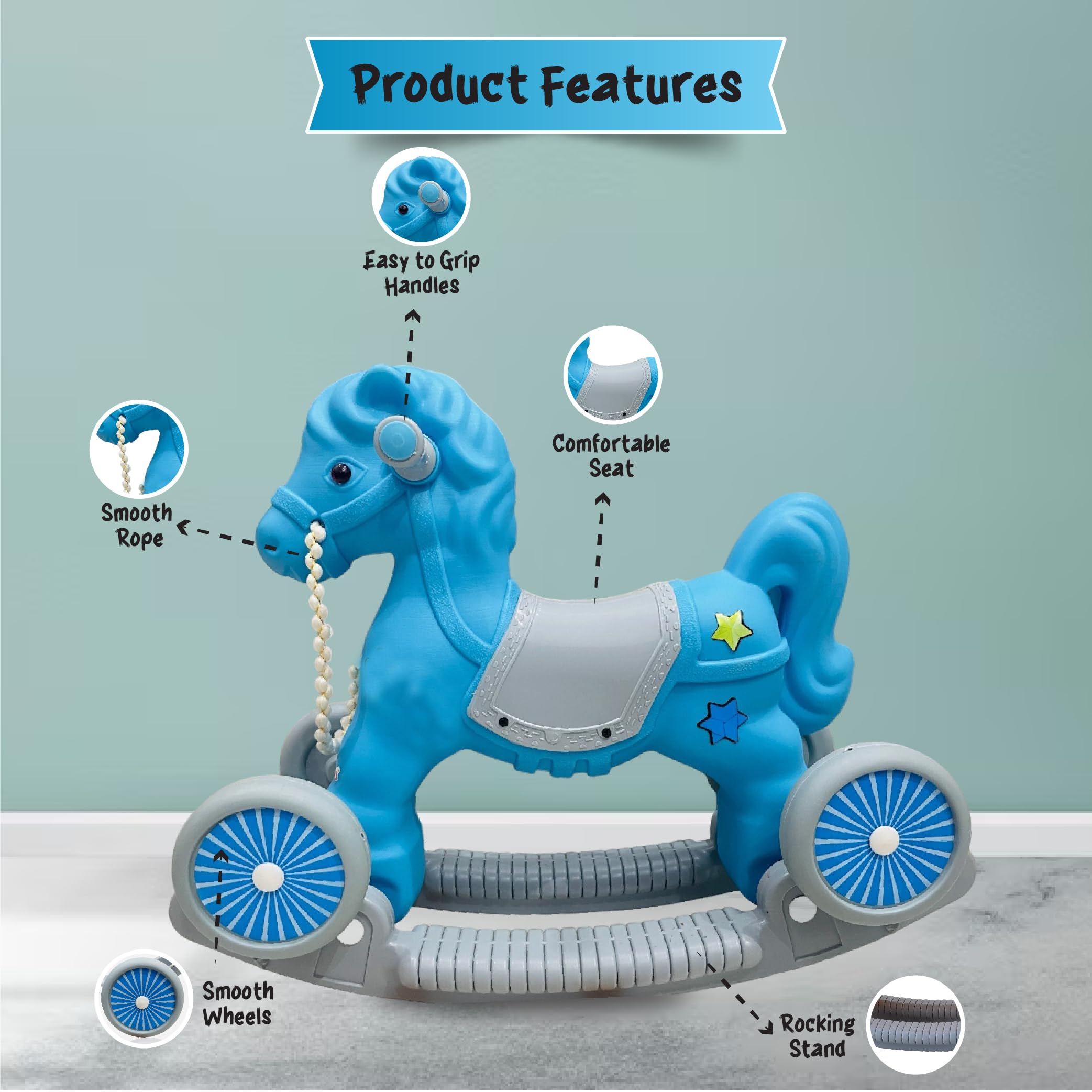 Toymagic Rockin Roll Horse Ride In Adventure Riding