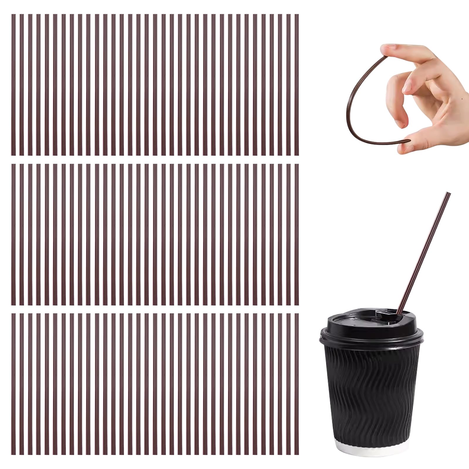 – 200Pcs Coffee Stirrer Sticks, Individual Wrapped Disposable Coffee Straw, Three-hole Design Stirring Rod Hot Beverage Mixer, Coffee Straws & Stirrers, for Party Drinking Cocktail Supplies