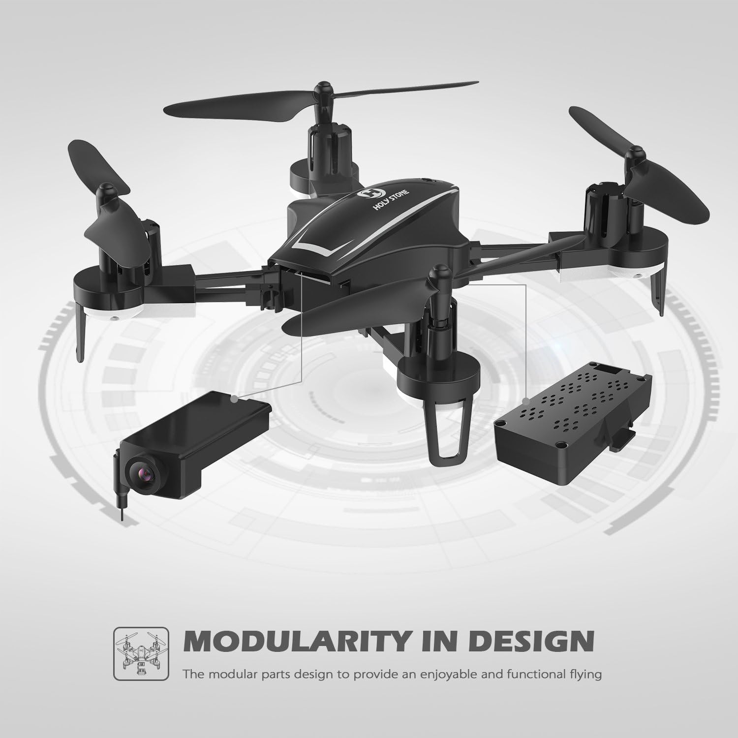 Holy Stone HS230 RC Racing FPV Drone with 120° FOV 720P HD Camera Live Video 45Km/h High Speed Wind Resistance Quadcopter with 5.8G LCD Screen Real Time Transmitter Includes Bonus Battery