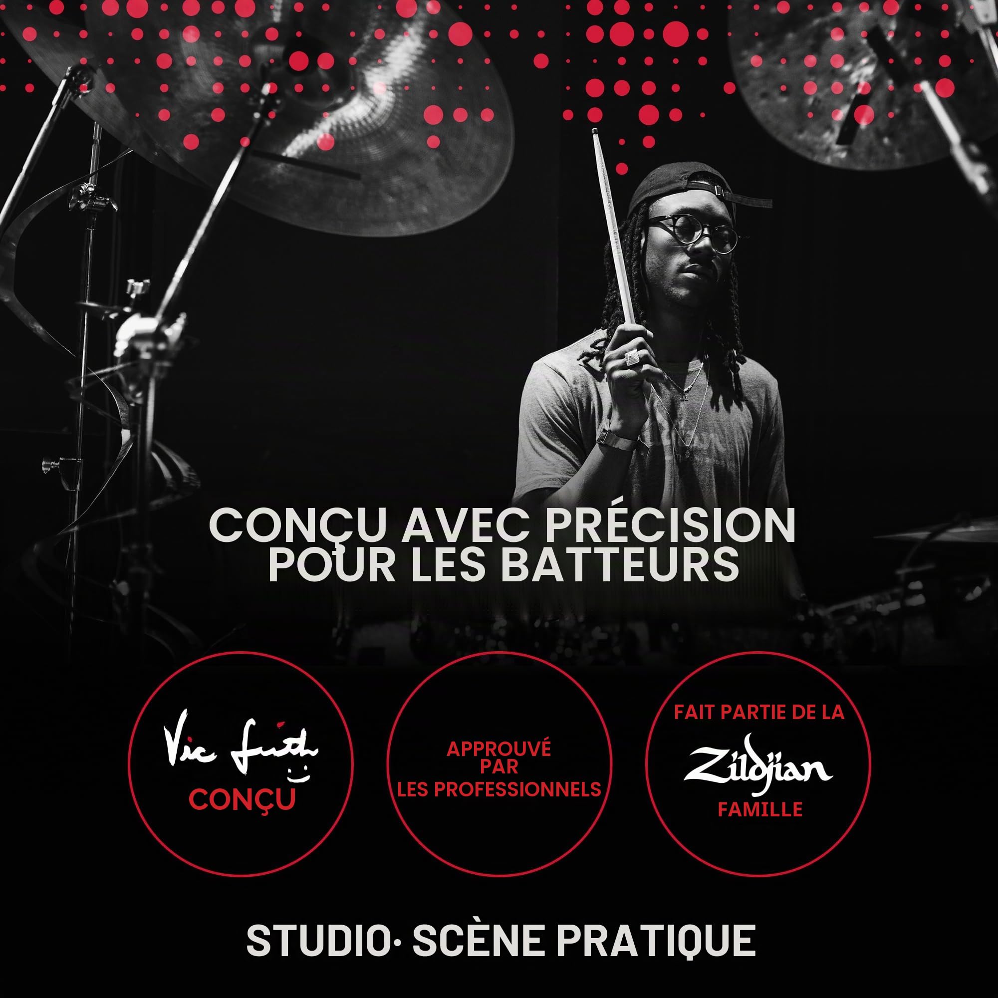 Vic Firth PVF 5A Baguette pour Batterie American Classic Hickory Olive Bois 5A
