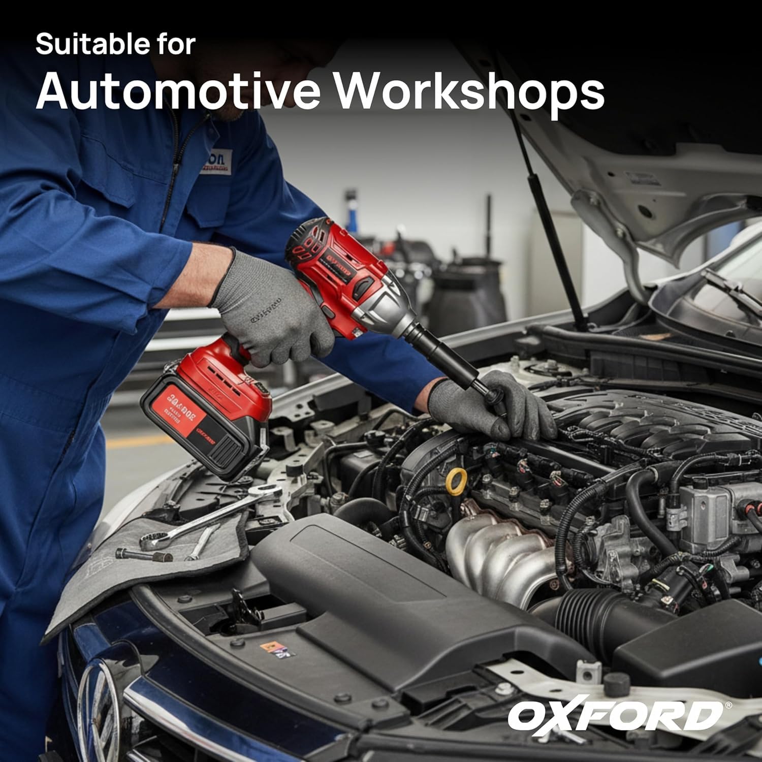 Oxford® OIW-3220 20V Brushless Cordless Impact Wrench Machine | 300Nm High Torque | ½” Square Drive + ¼” Hex | 2800 RPM | 3000 IPM | 2 x 3.0Ah Batteries | LED Light 4
