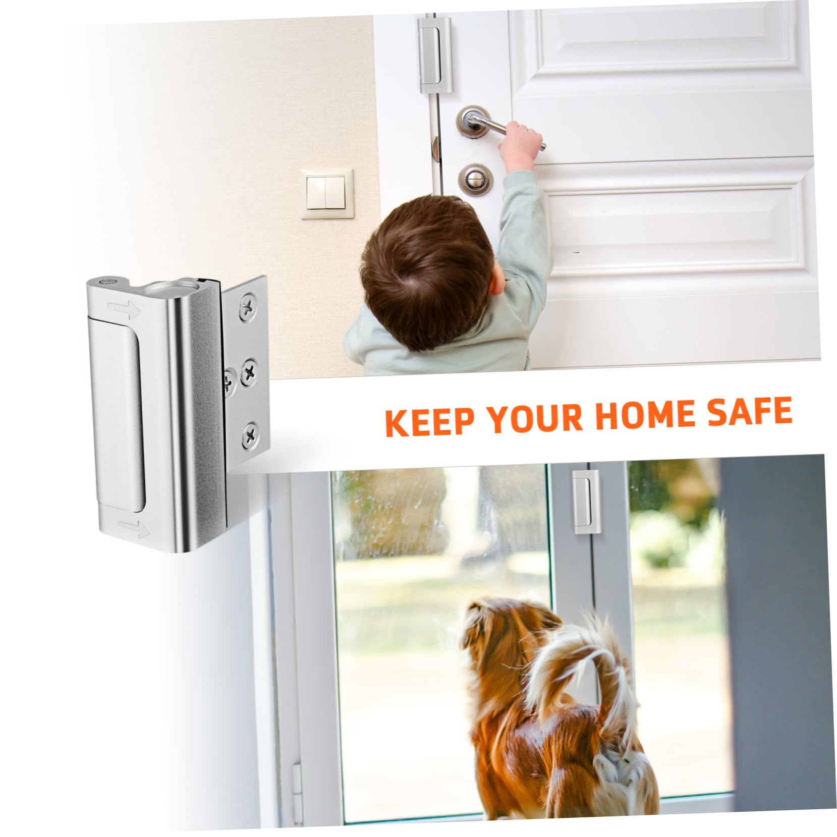 VILLCASE 4 set Chiavistello Di Sicurezza Per Porta Serratura Di Sicurezza Per Porta Serratura Protettiva Per Porta Serratura Di Rinforzo Per Porta Di Sicurezza Per Casa 2 pezzi*4