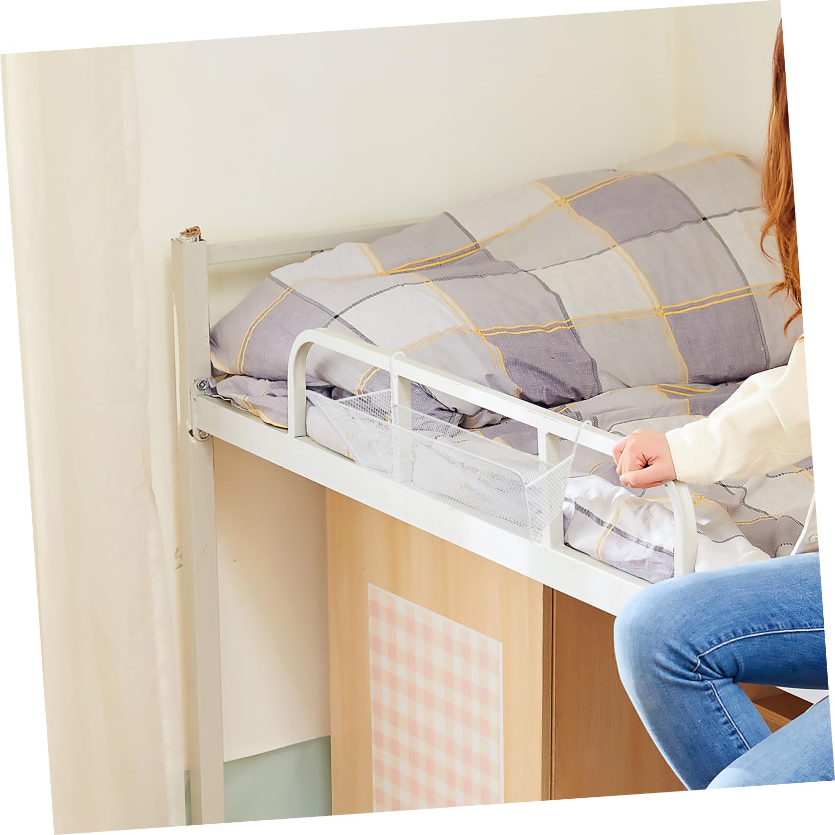 Cesta de Almacenamiento Colgante de Metal Blanco, Hierro, Gran Capacidad