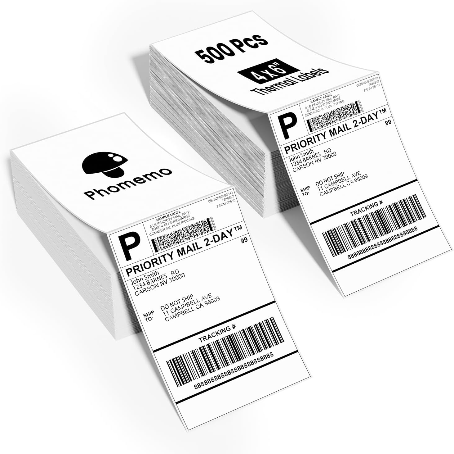 Phomemo 4"x 6" Thermal Shipping Labels, 1000 PCS Fan-Fold Thermal Labels, Compatible with MUNBYN,JADENS,Nelko,KNAON,Phomemo 241bt,D520BT, Label Printer,Water/Oilproof Label Stickers for Address Mail