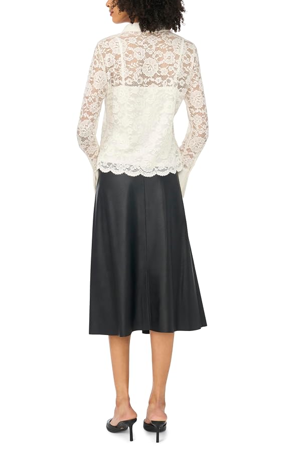 Lace Long Sleeve Collared Button Down Knit Blouse by Vince Camuto - Used condition - Image 3