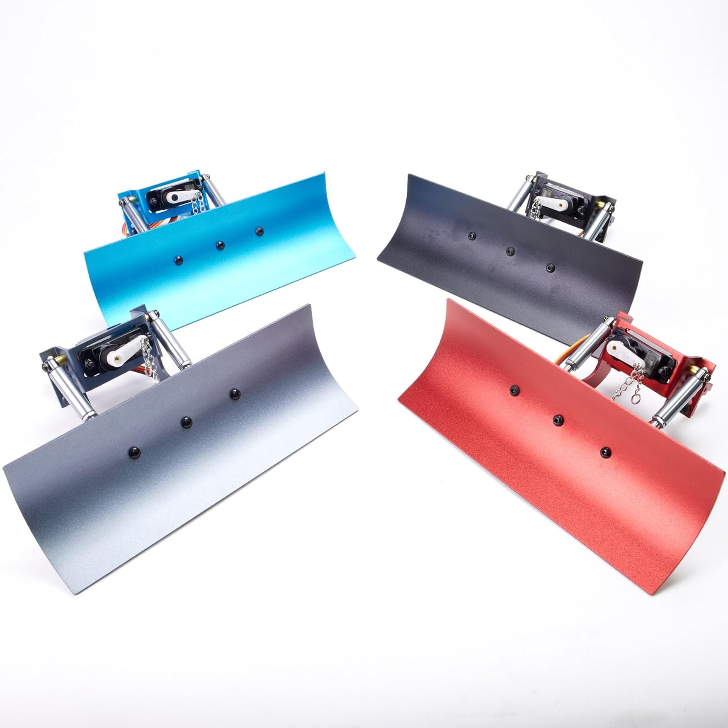 1/18 RC Aluminum Adjustable Snow Shovel/Snow Plow kit with 12G 180° Servo Motor for RC 1/18 TRX4m Crawler Car Upgrade (Red)