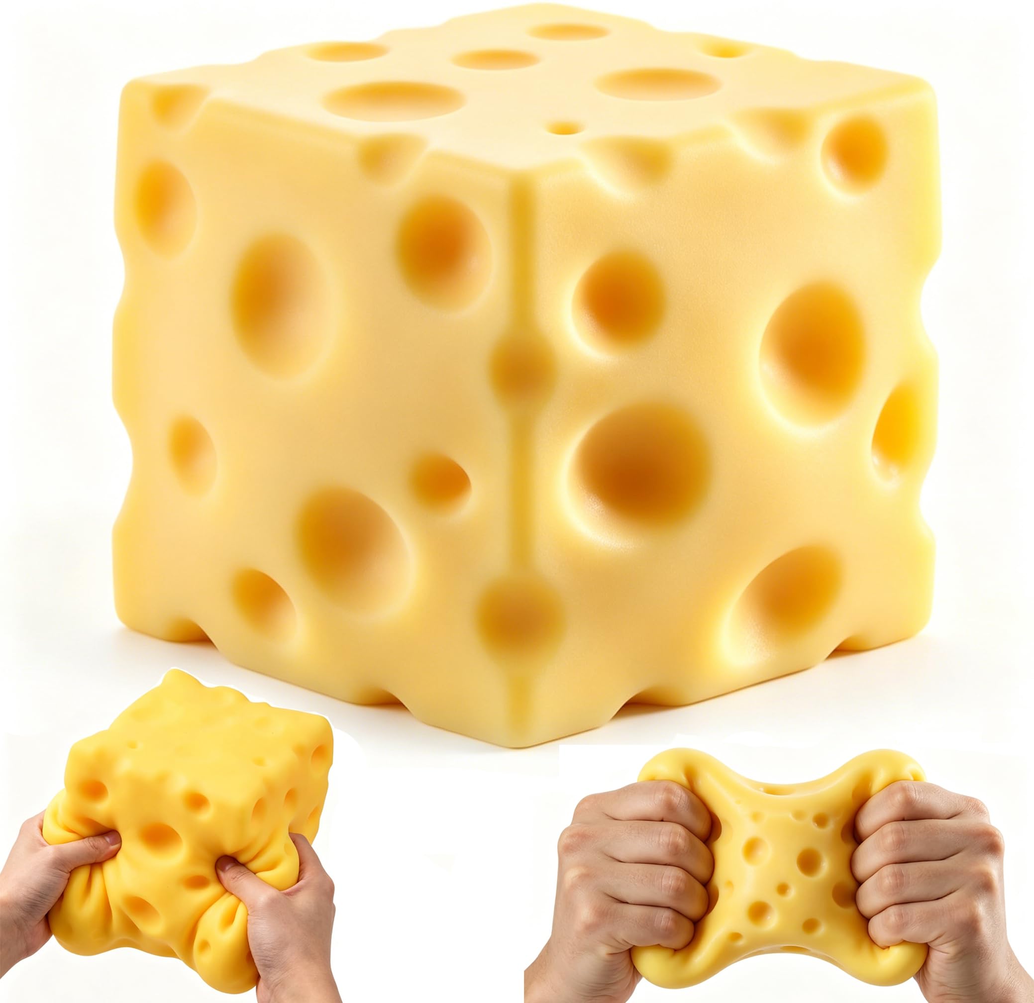 Siebkorb 5in Giant Cheese Squishy, Big Large Jumbo Cheese Squishy Stress Balls, Slow Rising Fun Butter & Cheese Stick for Anxiety Relief Desk Decor Fidget Adults