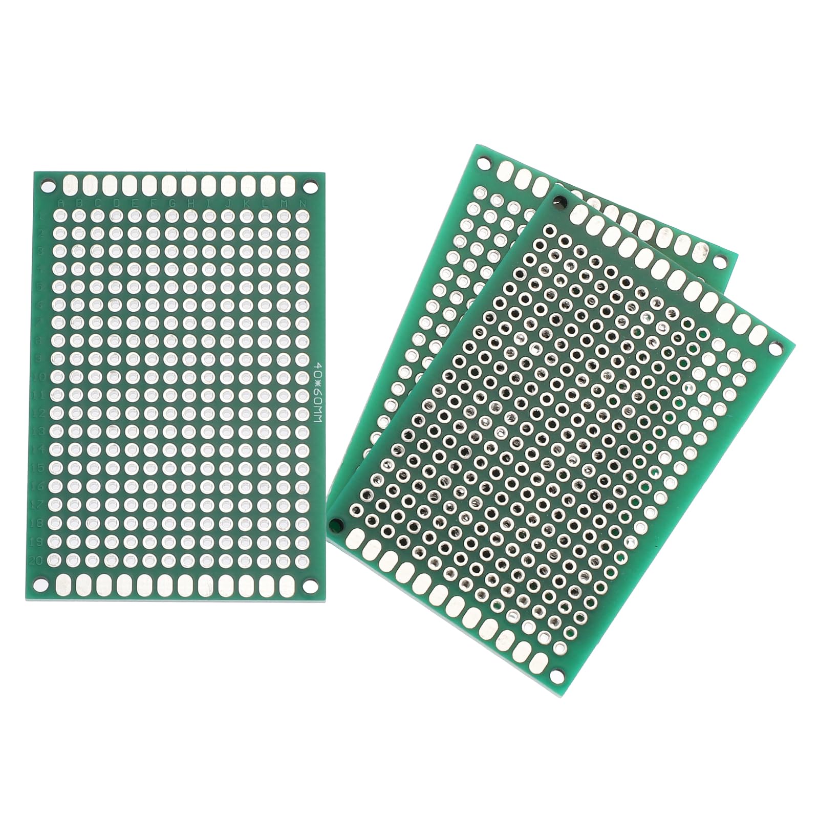 sourcing map 3Pcs Breadboard Solderable 60mm x 40mm Green Circuit PCB Board Double Sided Tin-Plated PCB Prototype Board for Electronics Prototyping, DIY Circuits Projects