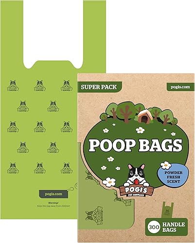 Pogi's Bolsas para excremento con asas de ajuste fácil Bolsas para residuos de perro a prueba de fugas
