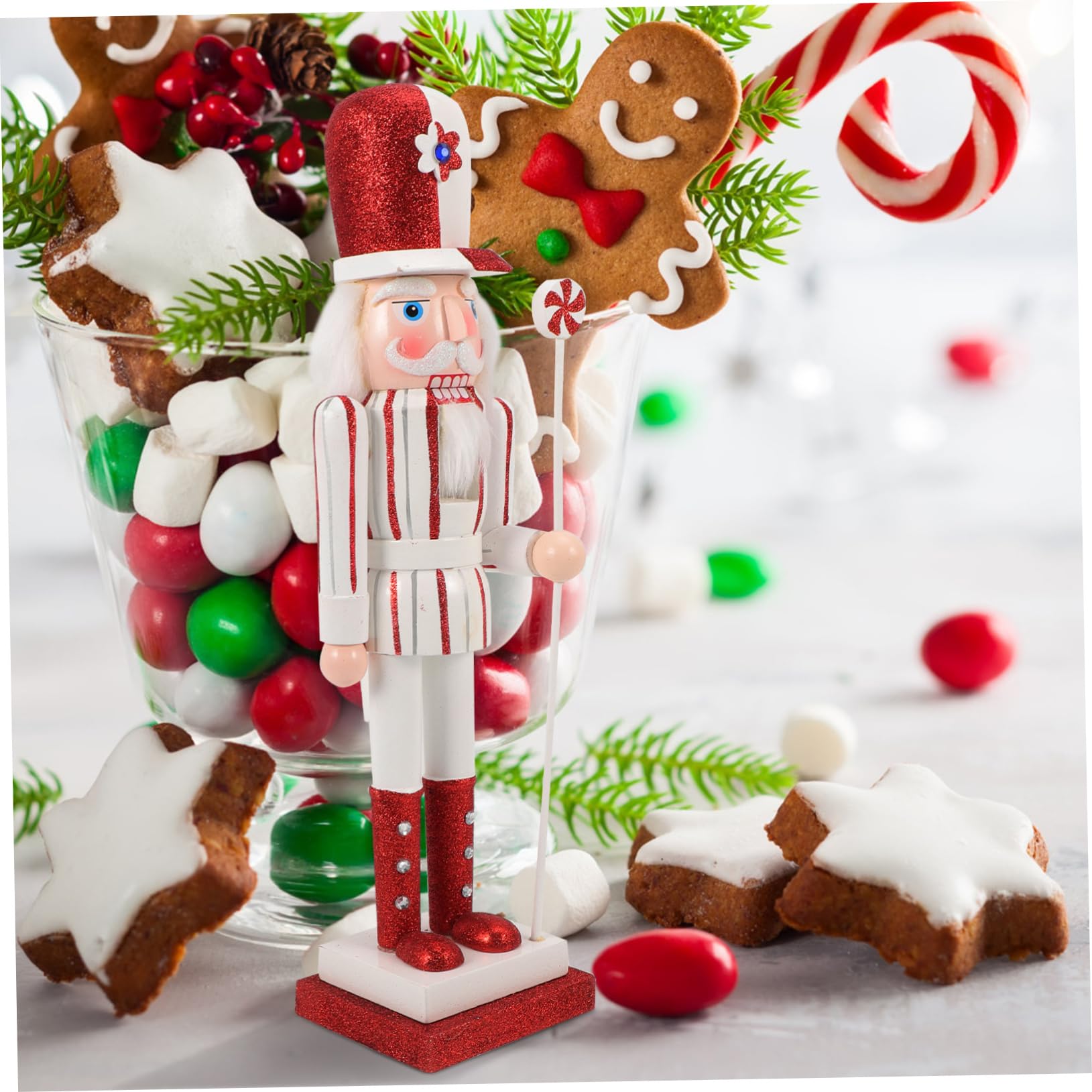 PRETYZOOM 2 Pezzi Di Schiaccianoci Natalizi in Legno Decorazione Da Tavolo Per Le Feste Di Natale Stile Tradizionale in Noce
