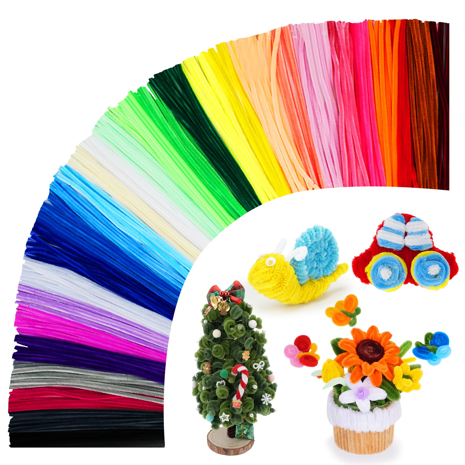 Photo 1 of 1600 Pcs  Cleaners, Pipe Cleaners Bulk 48 Colors, Chenille Stems for Flowers DIY Art Creative Crafts Decorations Colorful Thick Pipe Cleaners Craft Supplies for Christmas Halloween Birthday Gift