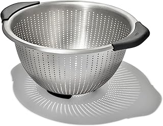 OXO Good Grips Stainless Steel Colander, 5 qt. Capacity, Strainer with N...