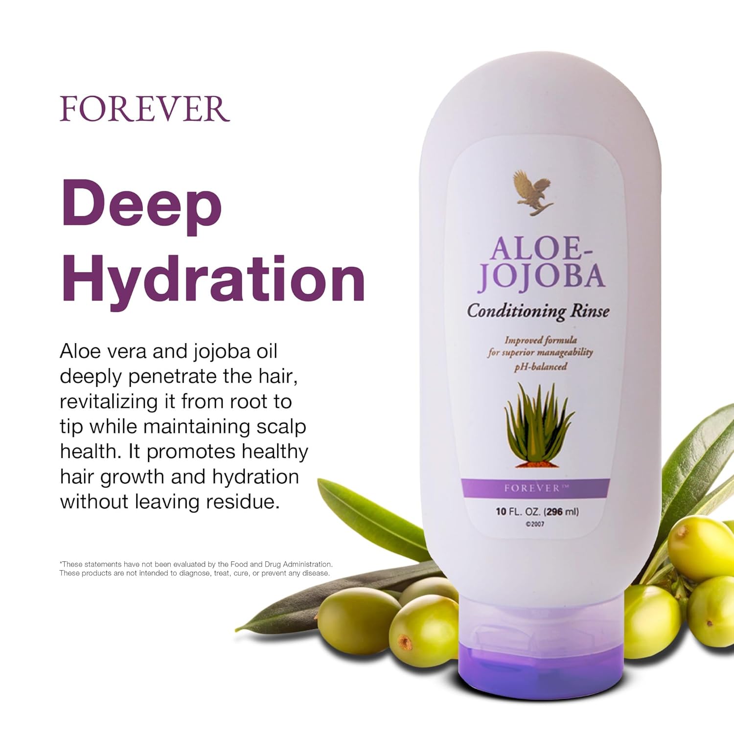 Forever Living - Aloe Jojoba Conditioner - Hydrating Hair Care with Aloe Vera, Jojoba and Three Oils - Lightweight Formula - 10 fl oz