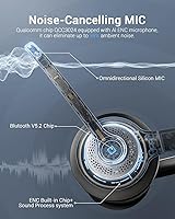 Vista 4 de Auriculares inalámbricos Bluetooth con micrófono para el trabajo, Bluetooth 5.2, micrófono avanzado de reducción de ruido, llamadas claras, cómodos