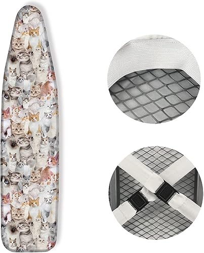 Zminciu Funda para tabla de planchar de 15 x 54 pulgadas, extra gruesa, resistente a las manchas y las manchas, bordes elásticos, 4 sujetadores,