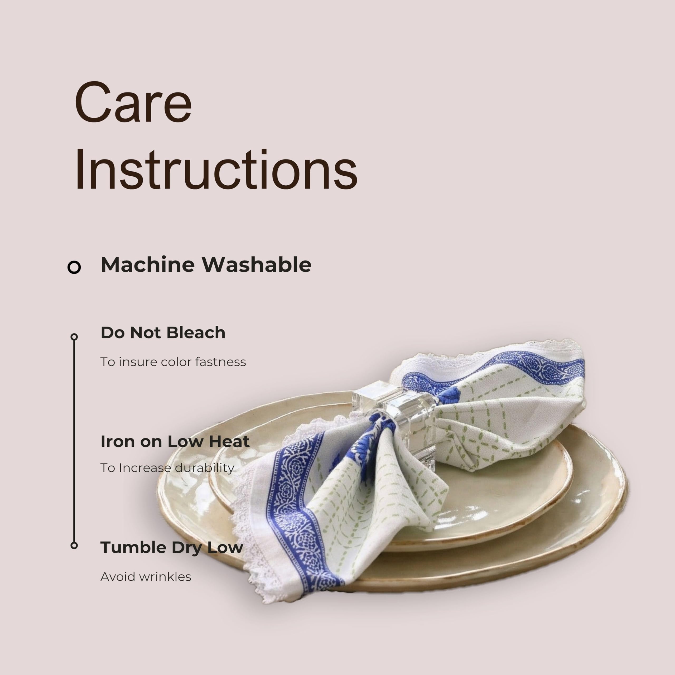 FINGERCRAFT Lot de 12 serviettes de table en coton mélangé de qualité supérieure - Coins en onglet avec dentelle naturelle - Pour maison, restaurant, mariage, Noël - Imprimé banquet - 50,8 cm