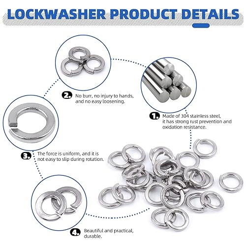 Miniatura 4 de Glarks 720 tornillos de máquina de cabeza plana Phillips M2 con tuercas hexagonales y arandelas planas, kit surtido de arandelas de bloqueo, acero