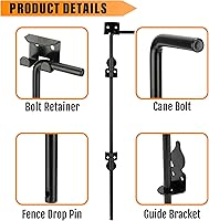 Vista 3 de Pestillo de Suelo con Varilla de Caída de Perno de Caña de Servicio Pesado de 24" - Pestillo de Suelo de Puerta de Acero Diseñado para Puertas