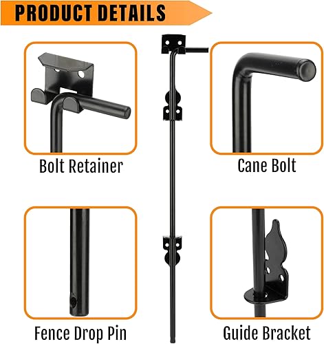 Miniatura 3 de Barra de acero para puerta de perno de caña de alta resistencia de 24 pulgadas, diseño para puertas de vinilo de metal de madera o aplicaciones de