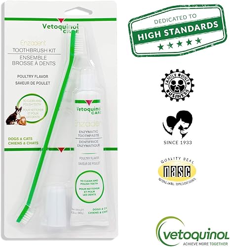 Miniatura 6 de Vetoquinol Enzadent - Kit de pasta de dientes enzimática + cepillo de dedos y cepillo de dientes de doble extremo para gatos y perros, 3.2 onzas,