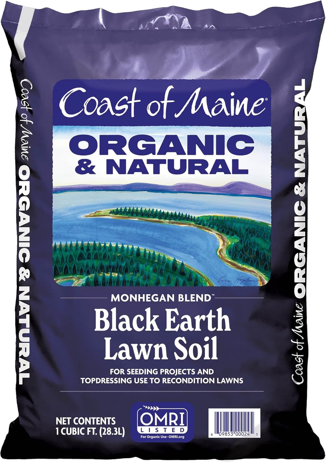Coast of Maine Organic & Natural Monhegan Blend Black Earth Lawn Soil - Seeding Projects - Topdressing and Reconditioning Lawns (1 cu ft)