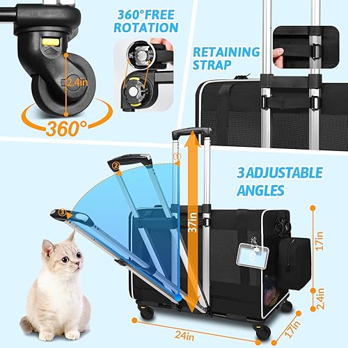 Miniatura 25 de Petskd Transportador extragrande para gatos con caja de arena de 24 x 17 x 17 pulgadas para gatos medianos y grandes o 2 gatos pequeños, Negro