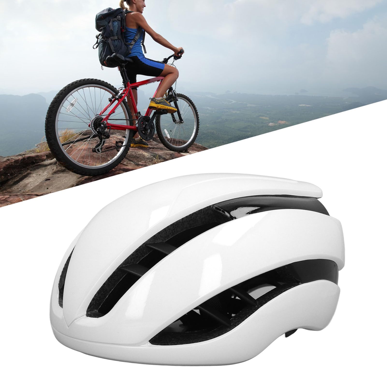 Casco de Ciclismo de Carretera, Equipo de Seguridad para Bicicleta de Carretera, Ligero, Transpirable, de 58cm a 60cm, Ajustable para Mujeres y Hombres