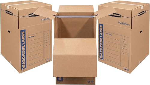 Miniatura 6 de Bankers Box SmoothMove - Cajas de mudanza para armario cortas 20 x 20 x 34 pulgadas paquete de 3 7710902