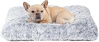 EHEYCIGA Fluffy Faux Fur Dog Crate Bed for Medium Dogs - Soft Calming Anti-Anxiety Pad, Washable Non-Slip Mat