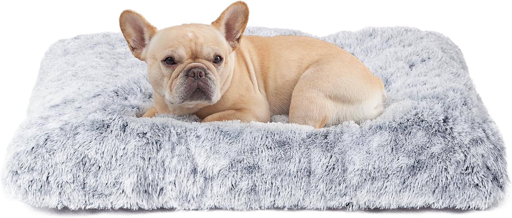 EHEYCIGA Calming Dog Bed Medium, Fluffy Anti Anxiety Washable Cushion Bed for Crate, Dog Mat Mattress with Anti-Slip Bottom, Grey, 75x50x7.5cm
