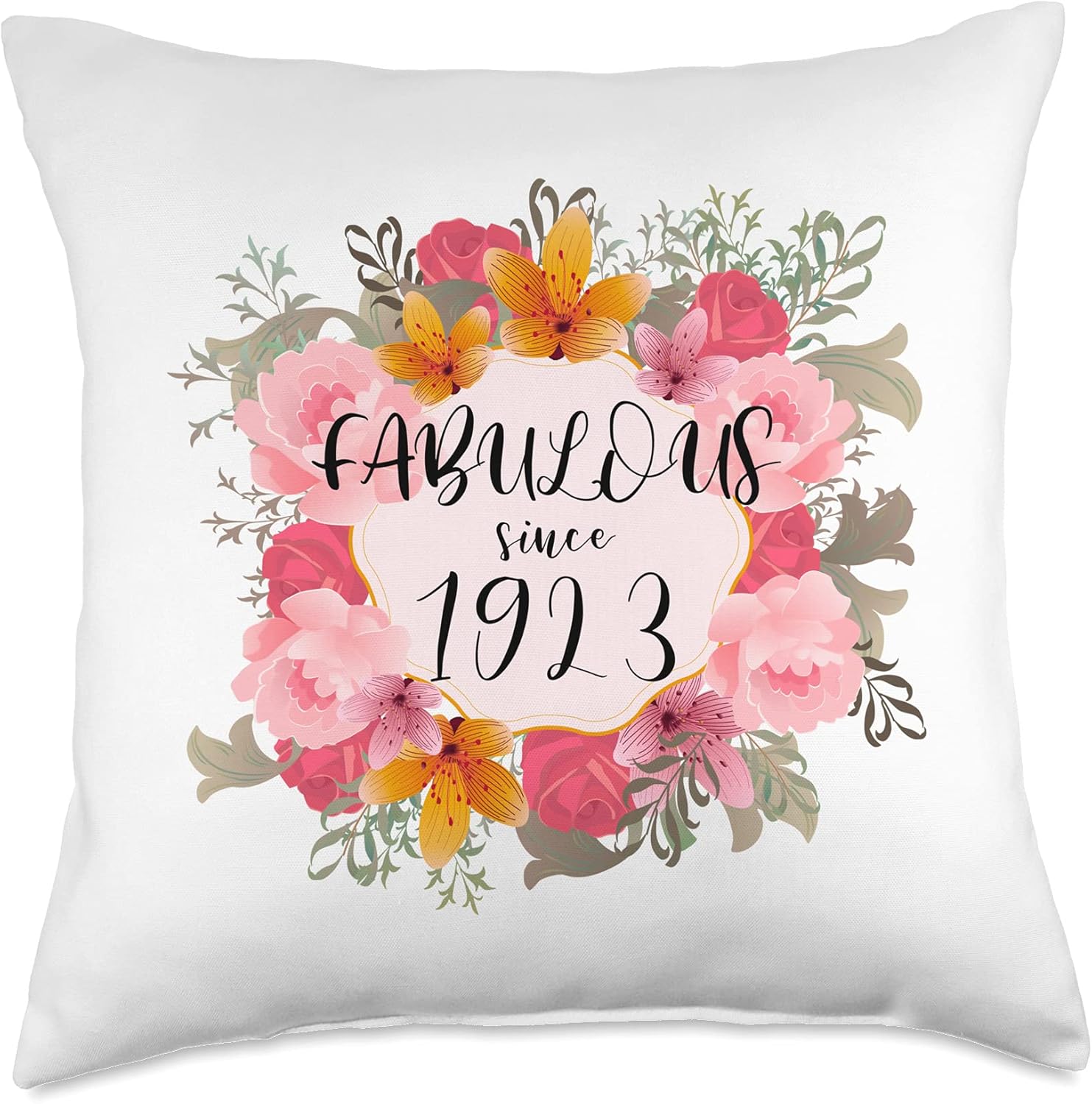 Women 100 Years Old Fabulous Since 1923 Happy 100th Birthday Throw Pillow